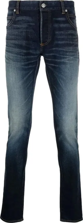   Balmain  Slim Fit B Logo Faded Jeans blau