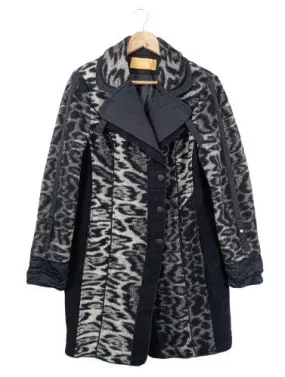 Biba Wollmantel schwarz-hellgrau Leomuster Casual-Look