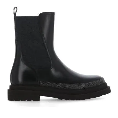   Brunello Cucinelli  Black Leather Chelsea Boots Black  Stiefel 