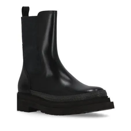   Brunello Cucinelli  Black Leather Chelsea Boots Black  Stiefel 
