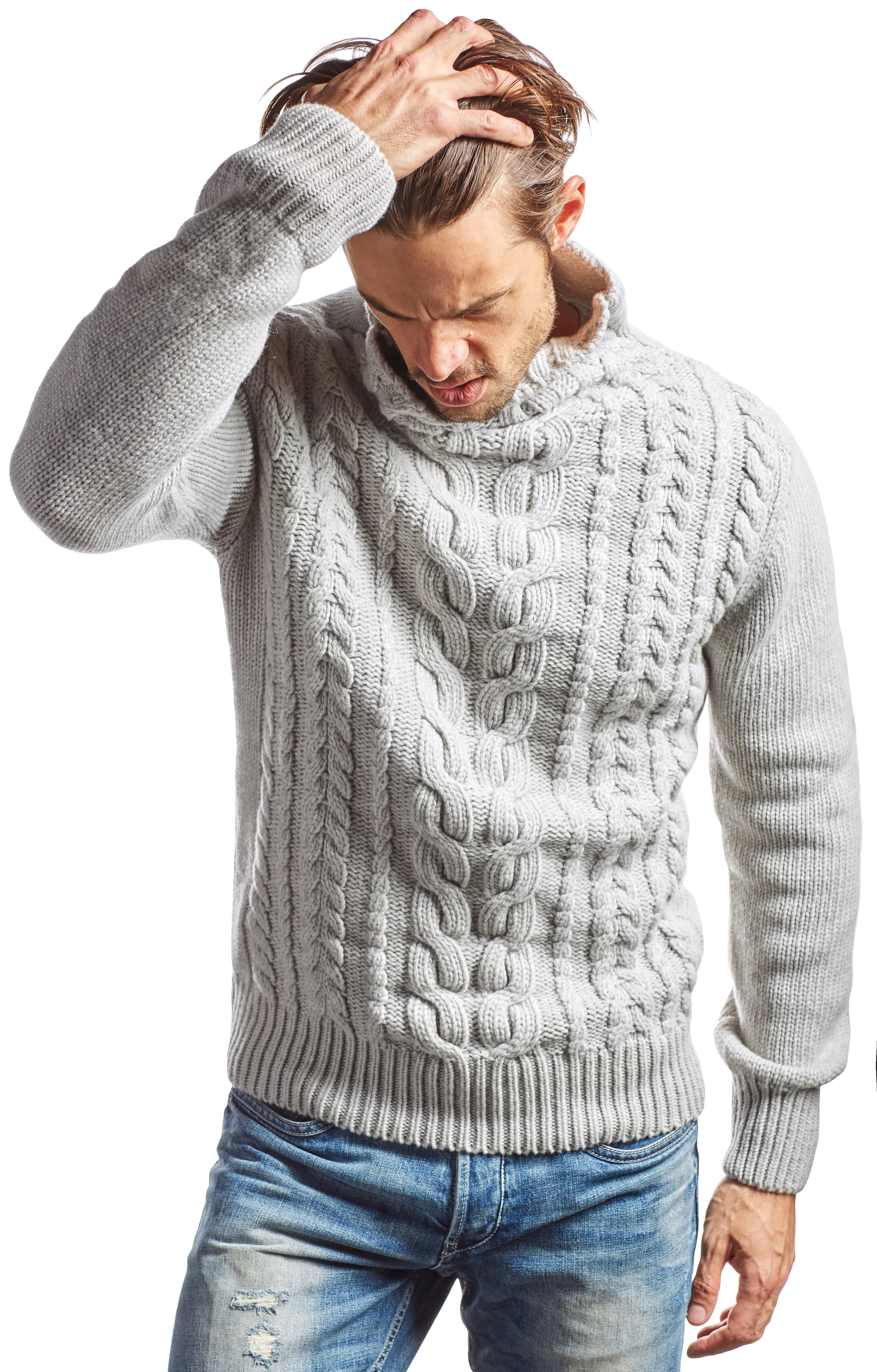 GROBER MERINO-ZOPFSTRICK PULLOVER